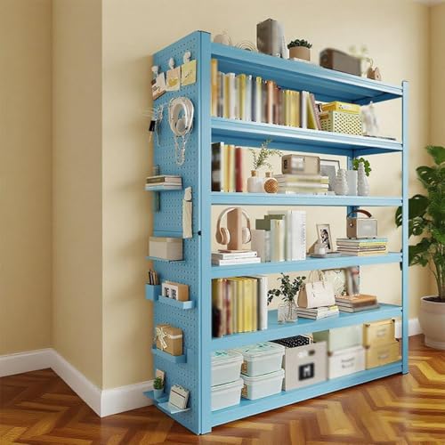WNGJZZYC Verstellbares, Schwerlastregale mit 6 Ebenen, Kellerregal Metall mit Vertikaler Ablagefläche, für Wohnzimmer, Arbeitszimmer, Schlafzimmer, Küche(Blue,200x90x30cm/79x36x12in) von WNGJZZYC