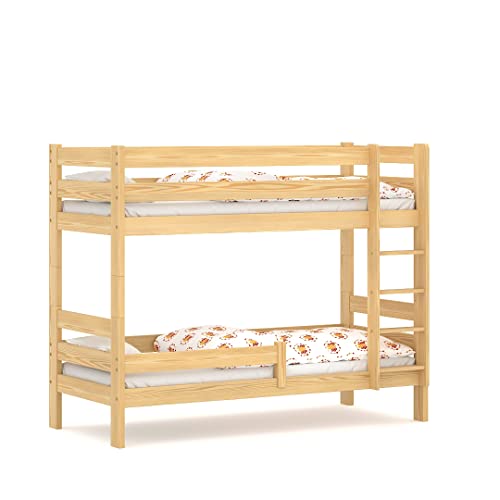 WNM Group Etagenbett für Kinder Sophie - Stockbett mit Rausfallschutz und Lattenrost - Absturzsicherung Doppelstockbett - Jugendbett - Kiefer - 80 x 180 cm von WNM Group