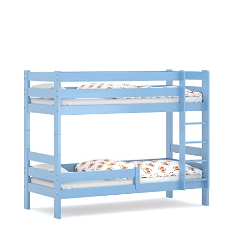 WNM Group 2in1 Etagenbett oder 2 Einzelbetten - Hochbett für Kinder Sophie - Stockbett mit Rausfallschutz und Lattenrost - Absturzsicherung Doppelstockbett - Jugendbett 80x180 cm - Blau von WNM Group