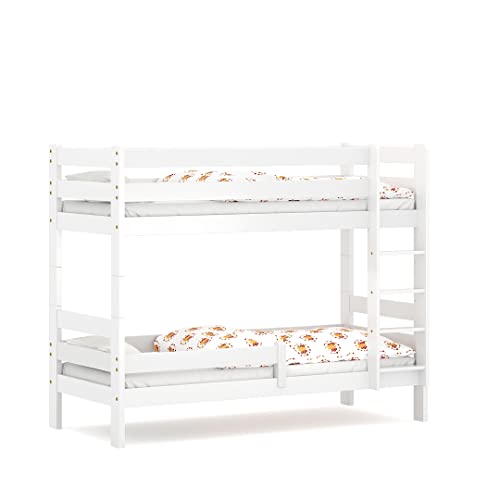 WNM Group Etagenbett für Kinder Sophie - Stockbett mit Rausfallschutz und Lattenrost - Absturzsicherung Doppelstockbett - Jugendbett - Weiß - 180x90 von WNM Group