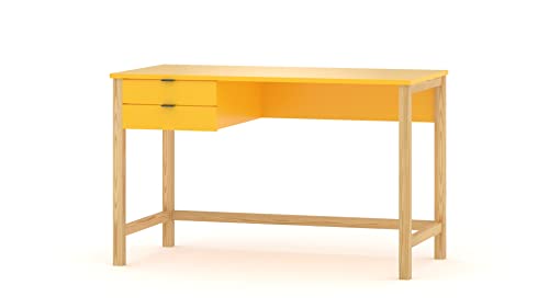 WNM Schreibtisch Kinder Jungen Mädchen - Marco - Schreibtisch für Kinderzimmer Jugendzimmer - Laminierter Platte - Komfortablen Lernraum - Schreibtisch mit Schubladen - Gelb - 100x50 cm von WNM Group