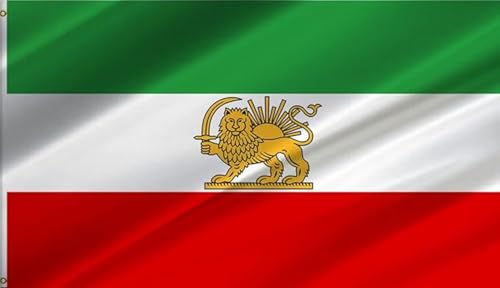 Alte historische iranische Flagge mit Löwen-Sonnenkrone, 60 x 90 cm und ehemaligen iranischen Flaggen, Banner für Männer und Frauen, lebendige Farben, doppelt genäht mit 2 Messingösen, Bar, Garten Alte historische iranische Flagge mit Löwen-Sonnenkrone, 60 x 90 cm und ehemaligen iranischen Flaggen, Banner für Männer und Frauen, lebendige Farben, doppelt genäht mit 2 Messingösen, Bar, Garten von WNOHDSTT