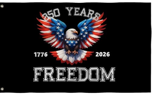 Flagge zum 250. Geburtstag 250 Jahre 1776 2026, Freedom Flsgs, doppelseitig bedruckt, für Männer und Frauen, Banner, lebendige Farben, doppelt genäht mit 2 Messingösen, Bar, Garten, Straßendekoration Flagge zum 250. Geburtstag 250 Jahre 1776 2026, Freedom Flsgs, doppelseitig bedruckt, für Männer und Frauen, Banner, lebendige Farben, doppelt genäht mit 2 Messingösen, Bar, Garten, Straßendekoration von WNOHDSTT