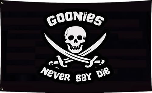 Goonies Never Say Die Totenkopf-Flagge, Piratenflaggen, doppelseitig bedruckt, lustiges Meme-Banner, für Männer und Frauen, Banner, lebendige Farben, doppelt genäht mit 4 Messingösen, für Bar, Garten Goonies Never Say Die Totenkopf-Flagge, Piratenflaggen, doppelseitig bedruckt, lustiges Meme-Banner, für Männer und Frauen, Banner, lebendige Farben, doppelt genäht mit 4 Messingösen, für Bar, Garten von WNOHDSTT