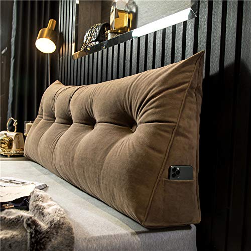 WNRLL Kissen Bett Rückenkissen Lesekissen für Bett Und Sofa Dreieckiges Rückenlehne Kissen Mit Tasche Lang Keilkissen Rückenlehne Ückenpolster,02,80x50x20cm/30x20x8in von WNRLL