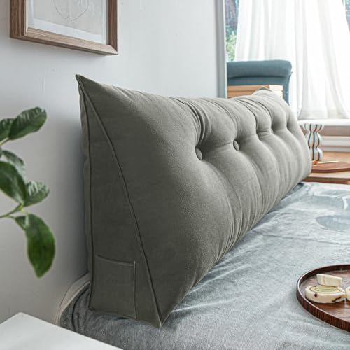WNRLL Kissen Bett Rückenkissen Lesekissen für Bett Und Sofa Dreieckiges Rückenlehne Kissen Mit Tasche Lang Keilkissen Rückenlehne Ückenpolster,13,180x50x20cm/71x20x8in von WNRLL