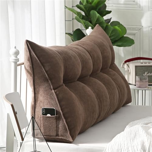 WNRLL Kissen Bett Rückenkissen Lesekissen für Bett Und Sofa Dreieckiges Rückenlehne Kissen Mit Tasche Lang Keilkissen Rückenlehne Ückenpolster,19,120x50x20cm/47x20x8in von WNRLL