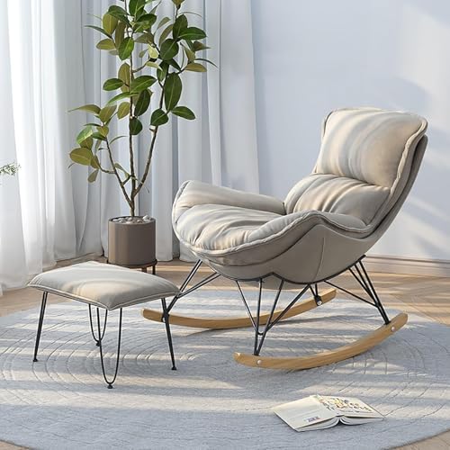 WNRLL Schaukelstuhl Schaukelstuhl Wohnzimmer mit Hocker mit Kopfstütze und Fußstütze Schlafzimmer, für Erwachsene,4,Large von WNRLL