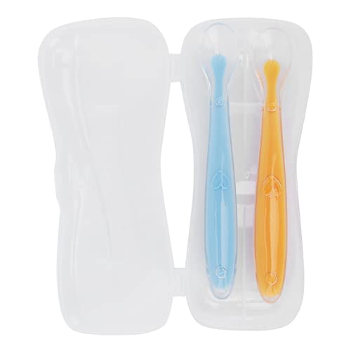 Baby-Säuglings-Löffel, Baby-Löffel, Soft-Tip für Babys für Kleinkinder(Gelb+Blau) von WNSC