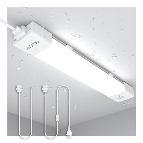 WNSNOU LED Feuchtraumleuchte mit Bewegungsmelder Innen 36W 5000K 4000LM LED Deckenleuchte, IP66 Wasserdicht 120CM LED Röhre Wannenleuchte für Flur, Bad, Treppe von WNSNOU