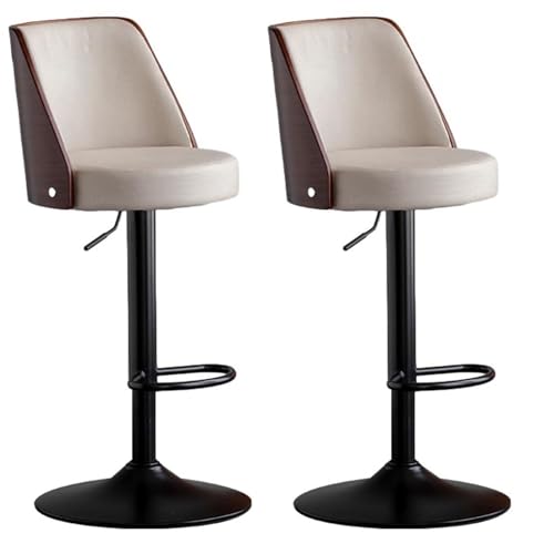WNUOAGKZ Barhocker 360° drehbare Barhocker 2er Set, Frühstückshocker höhenverstellbar mit Tech Cloth, Küchenstühle mit Rückenlehne und 415MM Fuß(Beige,62-82cm) von WNUOAGKZ
