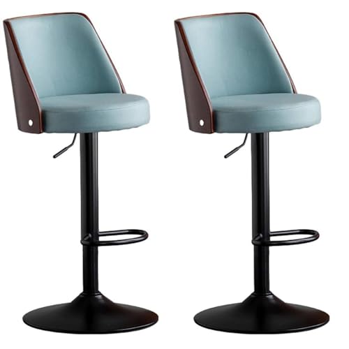 WNUOAGKZ Barhocker 360° drehbare Barhocker 2er Set, Frühstückshocker höhenverstellbar mit Tech Cloth, Küchenstühle mit Rückenlehne und 415MM Fuß(Blue1,55-70cm) von WNUOAGKZ