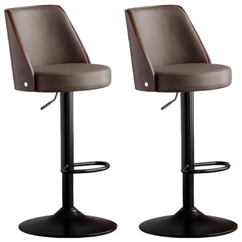 WNUOAGKZ Barhocker 360° drehbare Barhocker 2er Set, Frühstückshocker höhenverstellbar mit Tech Cloth, Küchenstühle mit Rückenlehne und 415MM Fuß(Brown,55-70cm) von WNUOAGKZ
