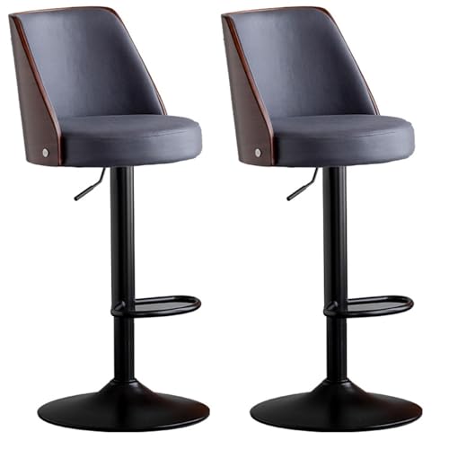 WNUOAGKZ Barhocker 360° drehbare Barhocker 2er Set, Frühstückshocker höhenverstellbar mit Tech Cloth, Küchenstühle mit Rückenlehne und 415MM Fuß(Gray,55-70cm) von WNUOAGKZ
