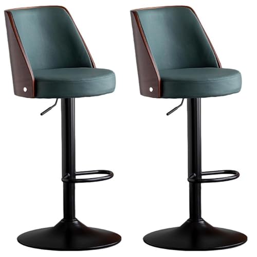WNUOAGKZ Barhocker 360° drehbare Barhocker 2er Set, Frühstückshocker höhenverstellbar mit Tech Cloth, Küchenstühle mit Rückenlehne und 415MM Fuß(Green,55-70cm) von WNUOAGKZ