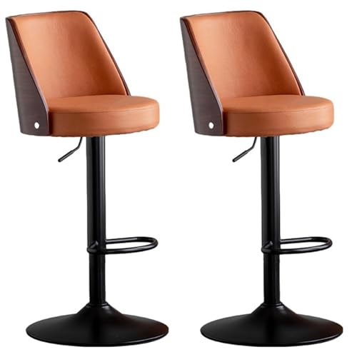 WNUOAGKZ Barhocker 360° drehbare Barhocker 2er Set, Frühstückshocker höhenverstellbar mit Tech Cloth, Küchenstühle mit Rückenlehne und 415MM Fuß(Orange,55-70cm) von WNUOAGKZ