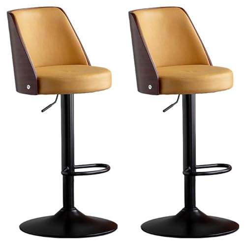 WNUOAGKZ Barhocker 360° drehbare Barhocker 2er Set, Frühstückshocker höhenverstellbar mit Tech Cloth, Küchenstühle mit Rückenlehne und 415MM Fuß(Yellow,55-70cm) von WNUOAGKZ