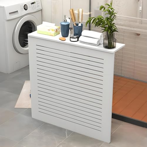 Heizkörperverkleidung, Heizkörper-Abdeckung, Holzverkleidung für Heizkörper in Lamellenoptik, Wärmepumpe Verkleidung Sichtschutz, Einfache Installation(60 * 70 * 25cm/23.6 * 27.6 * 9.8in) von WNYAILLL