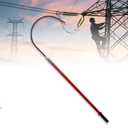 Isolierter Rettungshaken, isolierte abnehmbare Sicherheitshaken, Elektrische Sicherheits-Zugstange Für Baustellen/Fabriken, Werkzeug zur Schutzausrüstung(Red,1m/39.4in/3.3ft) von WNYAILLL