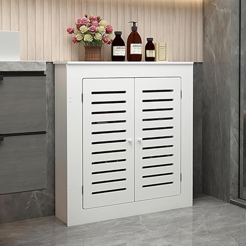 Modern Belüftung Heizkörperverkleidung mit 2 Türen, Heizungsabdeckung, Holzverkleidung für Heizkörper in Lamellenoptik, für Wohnzimmer/Schlafzimmer/Küche(50 * 60 * 20cm/19.7 * 23.6 * 7.9in) von WNYAILLL