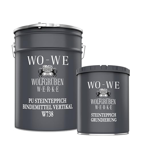 PU Steinteppich Bindemittel Vertikal 3Kg + Grundierung 1Kg | Set für Wand Treppe Sockel W738 von WO-WE