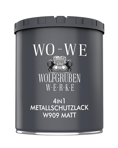 WO-WE Metallschutzlack 4in1 Metalllack Metallfarbe Metallschutzfarbe MATT W909 Schwarz - 750ml von WO-WE