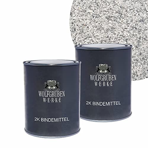 WO-WE Steinteppich SET 25kg Naturstein Marmorkies + 1,5kg Epoxidharz Bindemittel | Eisblau 1-4mm von WO-WE