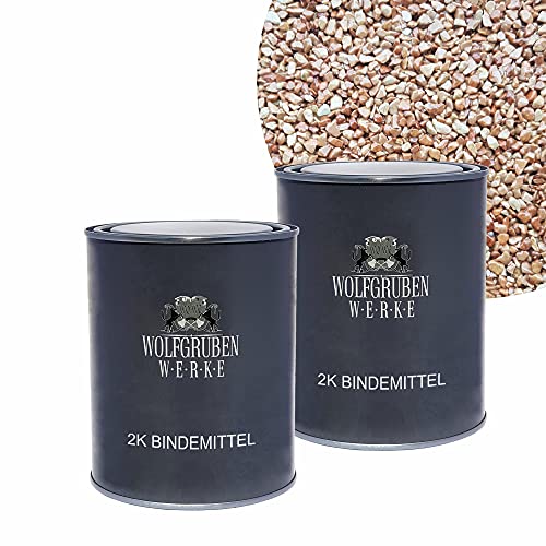 WO-WE Steinteppich SET 25kg Naturstein Marmorkies + 1,5kg Epoxidharz Bindemittel | Terracotta 4-8mm von WO-WE