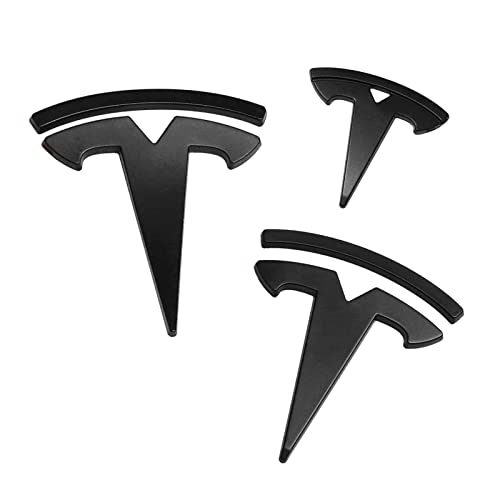 WOAFEY Emblem Logo für Tesla Schwarz Matt Set 3 Stück Vorne/Hinten/Lenkrad Zubehör,Model 3 WOAFEY Emblem Logo für Tesla Schwarz Matt Set 3 Stück Vorne/Hinten/Lenkrad Zubehör,Model 3 von WOAFEY