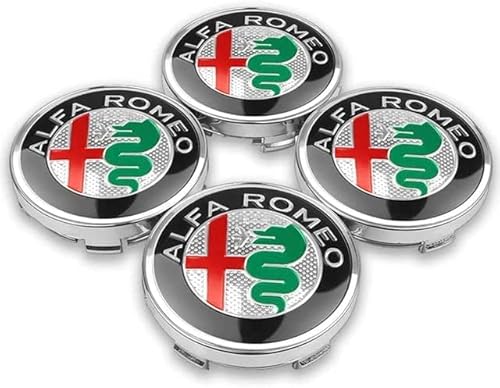 WOAFEY Nabendeckel 4 STÜCKE 60mm für Alfa Romeo 159 156 Giulietta Mito Giulia Spider Brera Car Rad Center Hub Cap Auto Styling Felgen Abdeckung Badge Emblem Aufkleber Radnabenkappen,B von WOAFEY