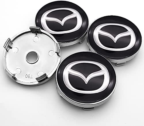 WOAFEY Nabendeckel 4 STÜCKE 60mm für Mazda- 2 3 6 MX-5 MX-30 CX-3 CX-8 CX-9 Car Rad Center Hub Cap Auto Styling Felgen Abdeckung Badge Emblem Aufkleber Radnabenkappen,A von WOAFEY