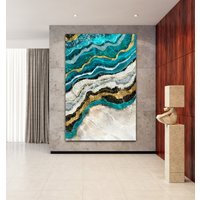 Abstrakte Marmor Leinwand Gold Mit Schwarz Wand Kunst Bild Von Tapeten Photo Shop Rahmen Home Interior Deco Smaragd Riesen Größe Achat Geode von WOANUK