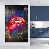 Banksy Mund Lippen Graffiti Leinwand Druck Wand Kunst Bild Von Tapeten Foto Shop Rahmen Home Interior Deco Design Online Kaufen Uk von WOANUK