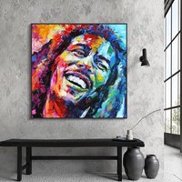 Bob Marley Leinwand, Gerahmte Leinwanddruck, Bilddruck, Leinwandkunst, Abstrakte Wandkunst, Marley, Graffiti, Rahmen von WOANUK