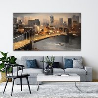 City Oil Paint Re-Print New York Landmark Leinwand Wandkunst Bild Von Tapete Foto Shop Rahmen Home Interior Deco Riesen Extra Groß von WOANUK