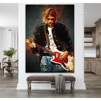 Kurt Cobain, Nirvana Singer, Leinwanddruck, Kurt, Bilddruck, Leinwand, Nirvana, Print, Bild, Berühmtheit, Sänger, Aquarell, Uk von WOANUK