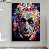 Leinwand Banksy, Color Splash, Leinwanddruck, Albert Einstein, Wandkunst, Leinwand, Graffiti, Urban, Druck, Bild, Bunt, Uk, Shop von WOANUK