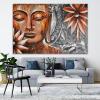 Leinwand Buddha, Leinwanddruck, Bild, Leinwand, Farbe, Druck, Braun, Grau, Uk, Entspannung, Wandkunst, Buddha Bar, Foto von WOANUK