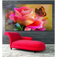 Leinwand Floral, Leinwandblume, Blume, Foto, Leinwandkunst, Wandkunst, Leinwanddruck, Bilderdruck, Schmetterling, Natur von WOANUK