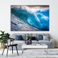 Leinwand Wellen, Bild, Foto, Druck, Meer, Sturm, Seesturm, Leinwand, Wandkunst, Leinwanddruck, Bilddruck, Abstrakt, Natur, Blues, Uk von WOANUK