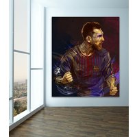 Lionel Messi, Fußballer, Leinwanddruck, Lionel, Bilderdruck, Fußball, Bild, Druck, Foto, Leinwand, Wandkunst, Uk Shop von WOANUK