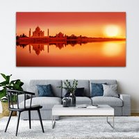 Taj Mahal Sunset Panorama Foto Leinwand Wandkunst Bild Von Tapete Shop Rahmen Home Interior Giant Extra Large Size Uk von WOANUK