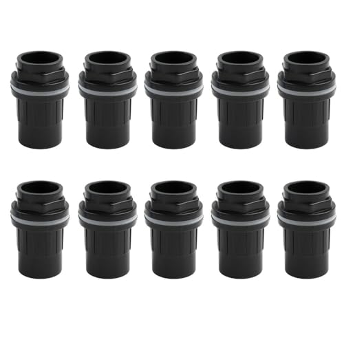 10 Stück verdickte PVC-Rohrverbinder for Abfluss, 20–50 mm, for Aquarien, Gartenbewässerung, Aquarium, Einlass-/Auslassverbindungen(Black,40mm) von WOATOHO