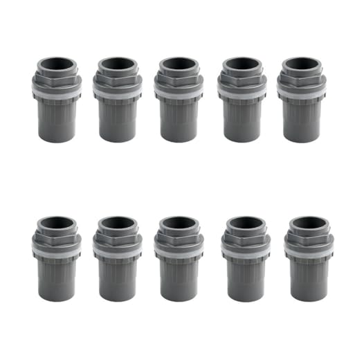 10 Stück verdickte PVC-Rohrverbinder for Abfluss, 20–50 mm, for Aquarien, Gartenbewässerung, Aquarium, Einlass-/Auslassverbindungen(Grey,50mm) von WOATOHO