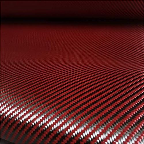 Mischgewebe aus Aramidfaser und Kohlefaser, 50 cm Breite x 50 cm – 4 m Länge, rot, blau, gelb, Köperstoff, 1 Stück(Red,50cm x 1m) von WOATOHO