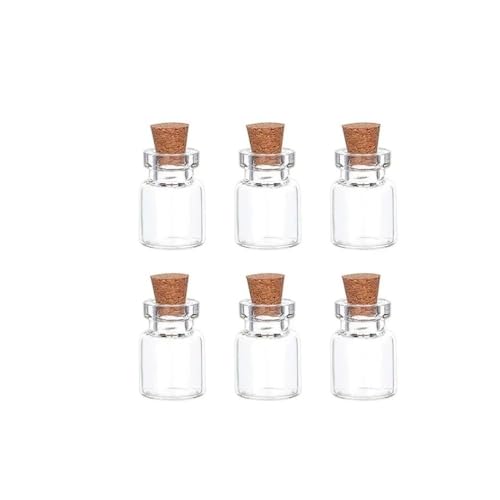 WOATOHO Mini-Gläser mit Korken, Fassungsvermögen 1–15 ml, transparente Leere Flaschen for selbstgemachte Geburtstage, 20 Stück(1ML*1.3 * 1.8CM) von WOATOHO