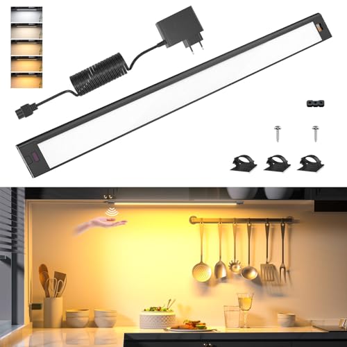 WOBANE LED Unterbauleuchte Küche,2700K bis 6000K,Dimmbare 42cm LED Schrankbeleuchtung mit Sensor,Handbewegung Aktiviert,Küchenleuchte für Küche,Schrank,Regale,Vitrinen,Kleiderschrank,84LEDs,Schwarz WOBANE LED Unterbauleuchte Küche,2700K bis 6000K,Dimmbare 42cm LED Schrankbeleuchtung mit Sensor,Handbewegung Aktiviert,Küchenleuchte für Küche,Schrank,Regale,Vitrinen,Kleiderschrank,84LEDs,Schwarz von WOBANE