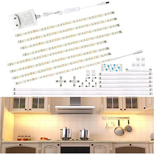 WOBANE LED Unterbauleuchte Schrankleuchte,8 * 30cm Warmweiß LED Unterschrank Beleuchtung mit Schalter,Heller LED küchenunterbauleuchte,für Küche,Regale,Vitrinen,12V LED lichtleiste,1200 Lumen,2700K von WOBANE