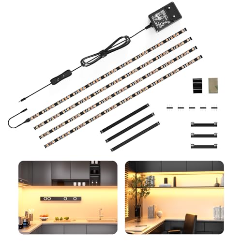 WOBANE LED Unterbauleuchte mit Schalter,4 x 50cm Unterschrank Beleuchtung küche,Heller Warmweiß küchenunterbauleuchte,12V LED lichtleiste für Schrank,Vitrinen,Schreibtisch,1200 Lumen,2700K,Schwarz WOBANE LED Unterbauleuchte mit Schalter,4 x 50cm Unterschrank Beleuchtung küche,Heller Warmweiß küchenunterbauleuchte,12V LED lichtleiste für Schrank,Vitrinen,Schreibtisch,1200 Lumen,2700K,Schwarz von WOBANE