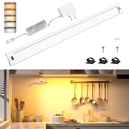 WOBANE Unterbauleuchte küche LED Dimmbar,5 Lichtfarben,84LEDs 1000Lumen,Heller LED Lichtleiste mit Berührungsloser Sensor,42cm küchenbeleuchtung,Unterschrank Beleuchtung für Schrank,Werkbank,Regale von WOBANE